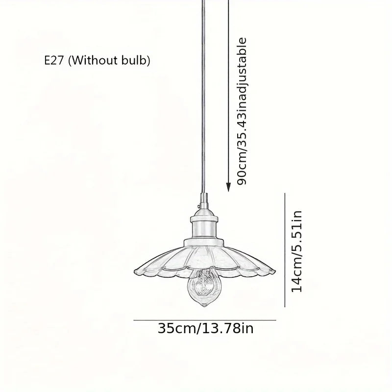 Vintage Pendant Light Loft Retro Chandelier Pendant Lamp E27 Base Industrial Hanging Light Edison Home Lighting for Living Room Qme 35cm