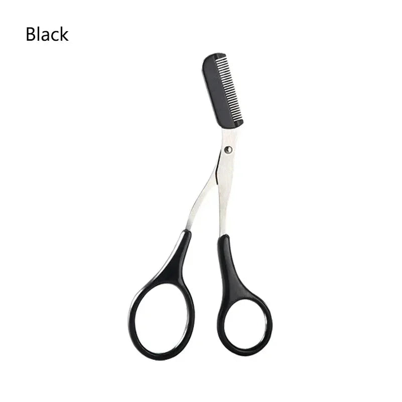 Stainless Steel Eyebrow Scissors with Comb Hair Removal Shaver Safe Eyebrow Trimmer Makeup Products Eyebrow Shaping Makeup Tools Qme B-Black