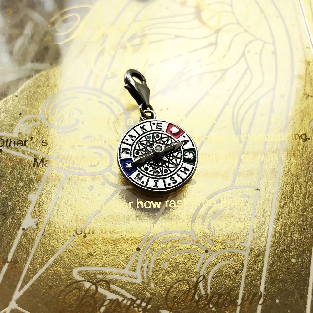 Wheel of Fortune 925 Sterling Silver Dangle Charm Lucky Pendant Women Men Summer Fine Jewelry Qme