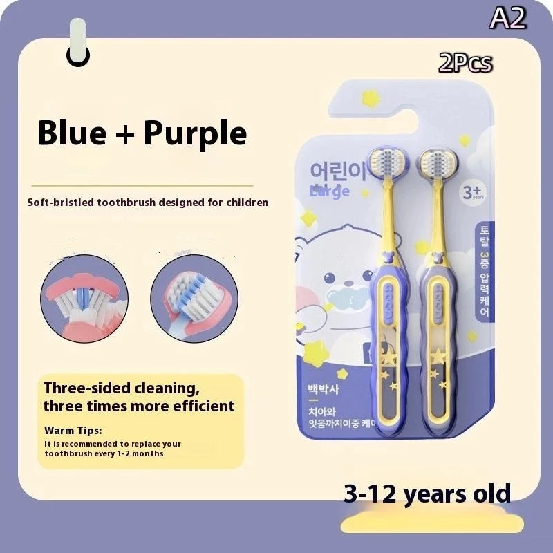 Antibacterial Cleaning Toothbrush Children Three-sided Soft Bristle Qme A2