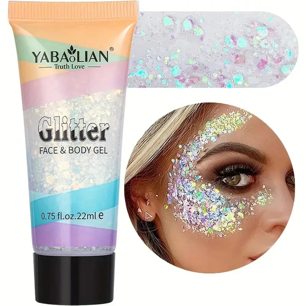 Mermaid Sequin Body Glitter Gel - Long-Lasting Shine for Carnival, Parties, Festival and Stage Performance - Great for Girls Qme 01