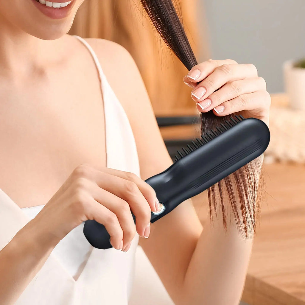 3 Temps Negative Ion Brush Hair Straightener Ot Air Dryer Styler Qme