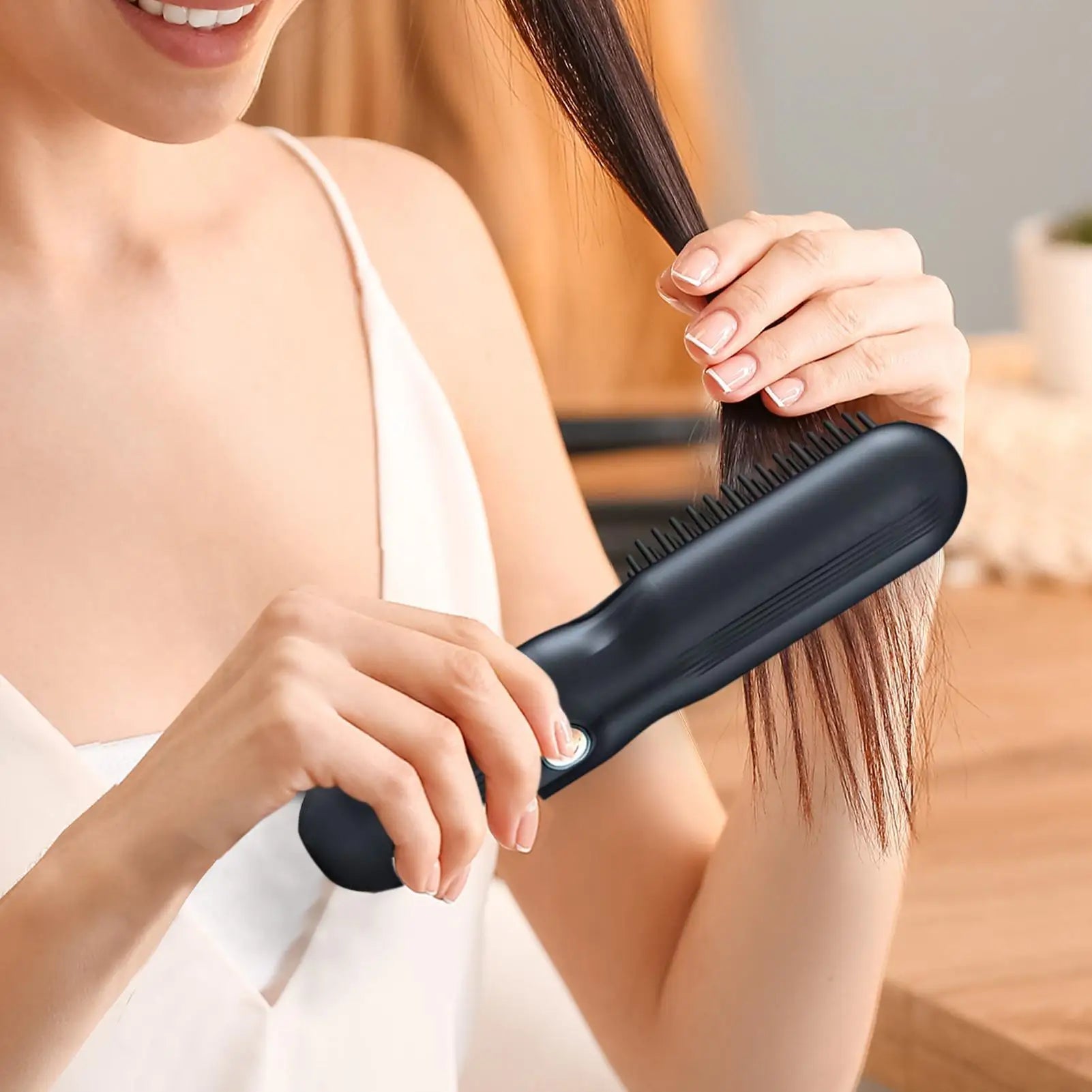 3 Temps Negative Ion Brush Hair Straightener Ot Air Dryer Styler Qme
