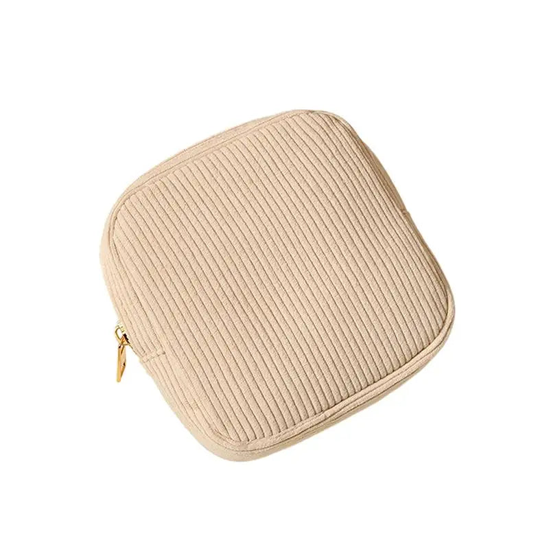 Makeup & Sanitary Napkin Case, Portable Travel Organizer for Lipstick,Small Storage Bag for Women & Girls Qme Beige