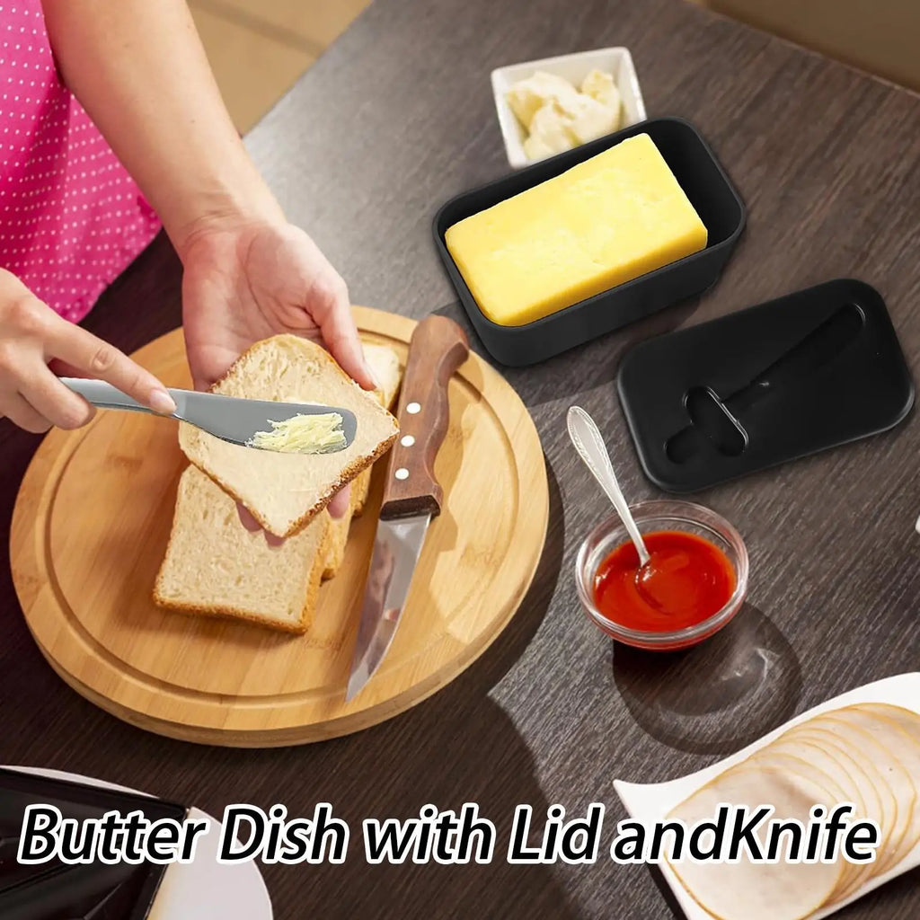 Butter Tray Holder Dishes Lid Cutter Storage Box Dishwasher Safe Qme