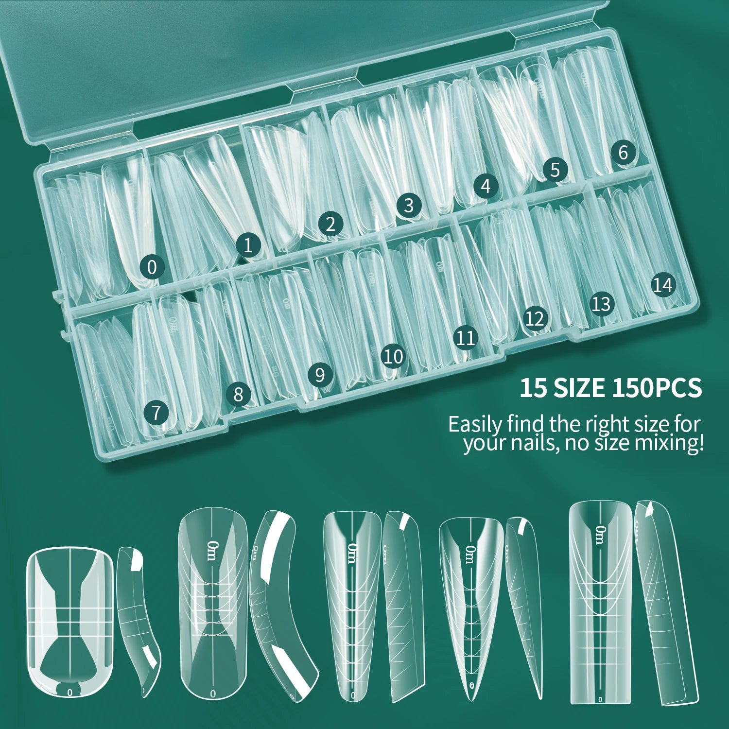 Nailpop Box Nail Dual Forms Square Coffin Quick Building Gel Mold Qme