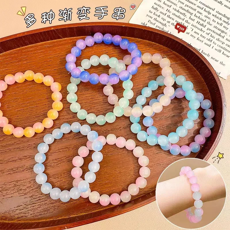 Chinese Imitation Bodhi Plate Playing Bracelet Girl Gradient Glass Bead Bracelet for Unisex Present DIY Jewelry Wholesale Qme