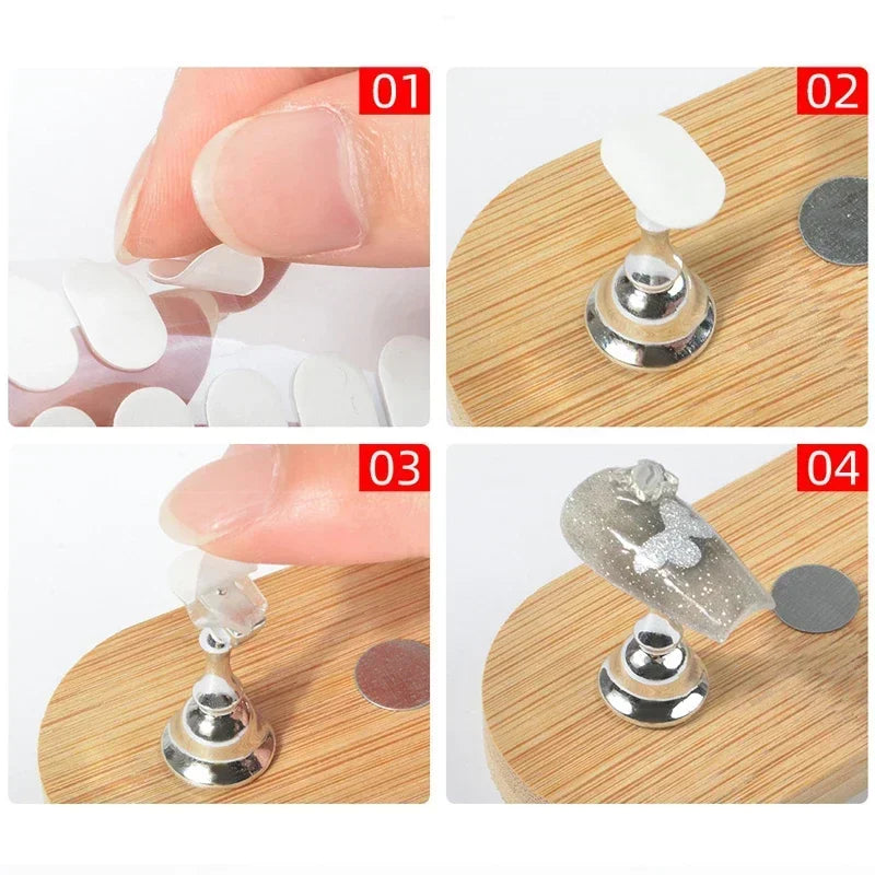 600PCS Nail Double-Side Adhesive Tape for Nails Tips Holder Traceless Transparent Manicure Strip False Nails Display Stand Tools Qme