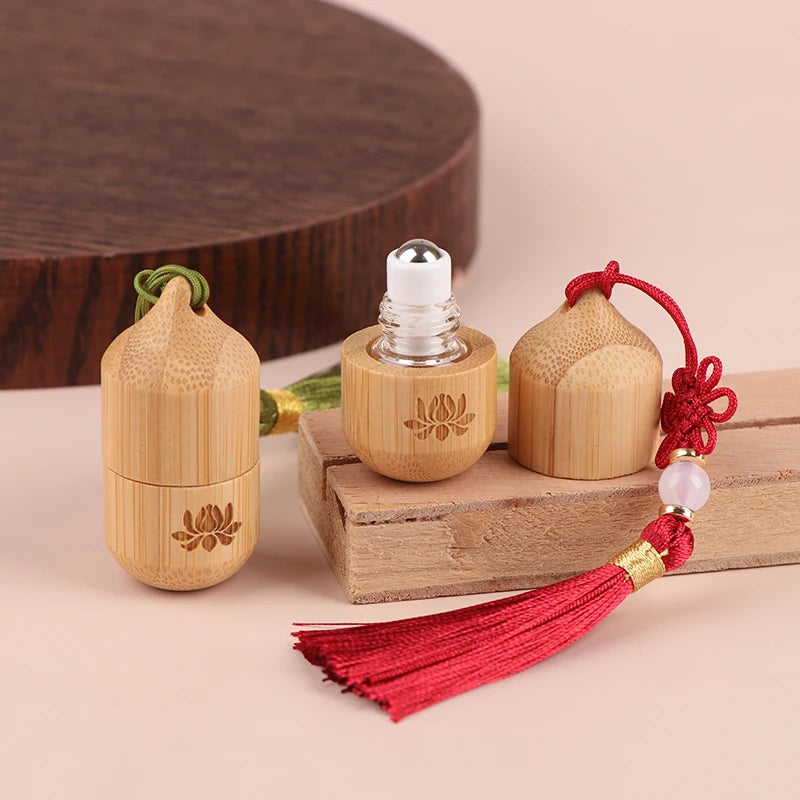 Bamboo Roller Empty Bottle Skincare Containers Ancient Roll Bottles Qme