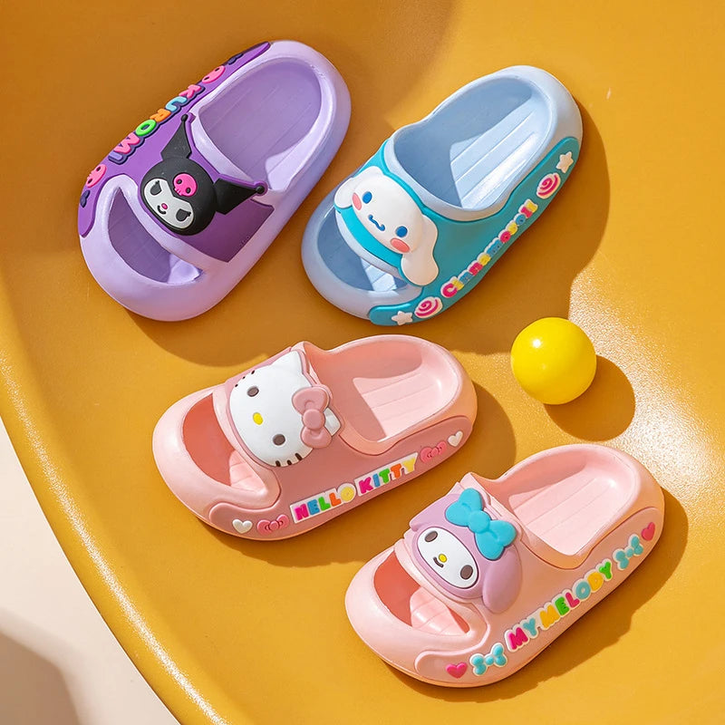 Hello Kitty Kuromi Flip-Flops Summer Student Flip-Flops for Indoor Use Non-Slip Slippers for Home Use Qme