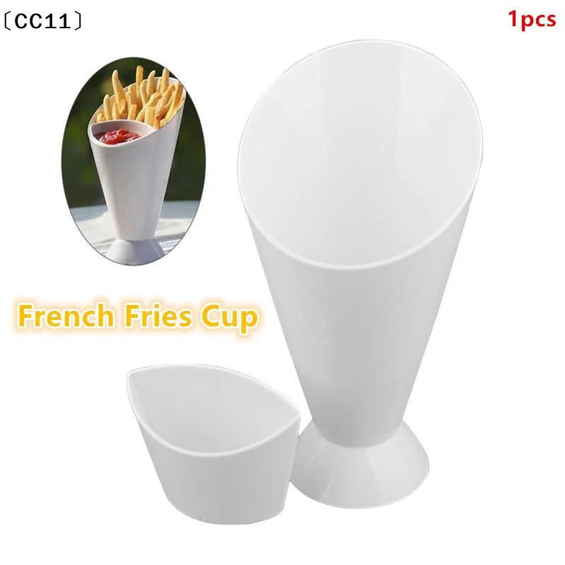 Fries Shelf Holder Assorted Sauce Chips Dip Snack Cone Stand Cup Two Qme