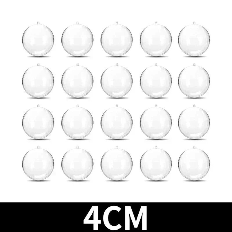 10/1Pc Christmas Transparent Ball Plastic Christmas Trees Open Ball Box Bauble Ornament Wedding Gift Party Home Decoration Qme 4CM 3PCS