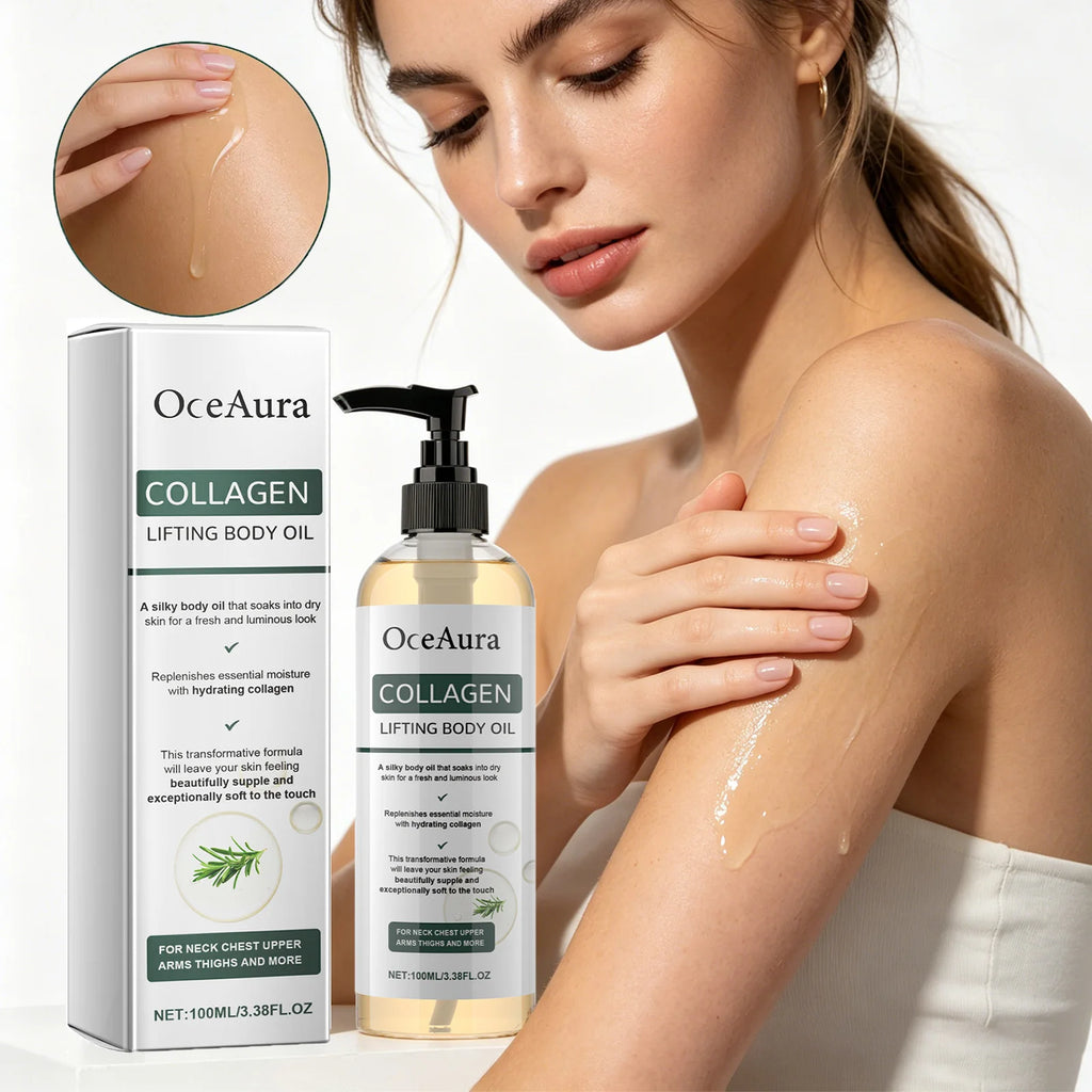 Collagen Lifting Body Oil Hydrating Tightening Whole Body Massage Essential Oil Lifting Firming Body Oil for Dry Skin Moisturize Qme
