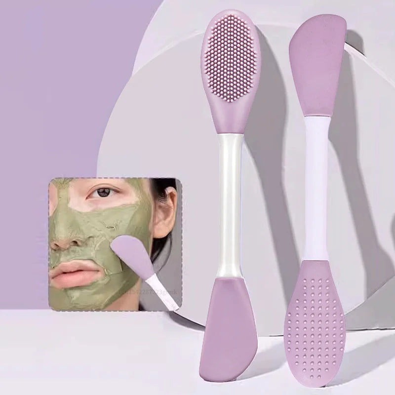 Double Head Silicone Facial Mask Brush Massage Cleaning Brushs DIY Qme