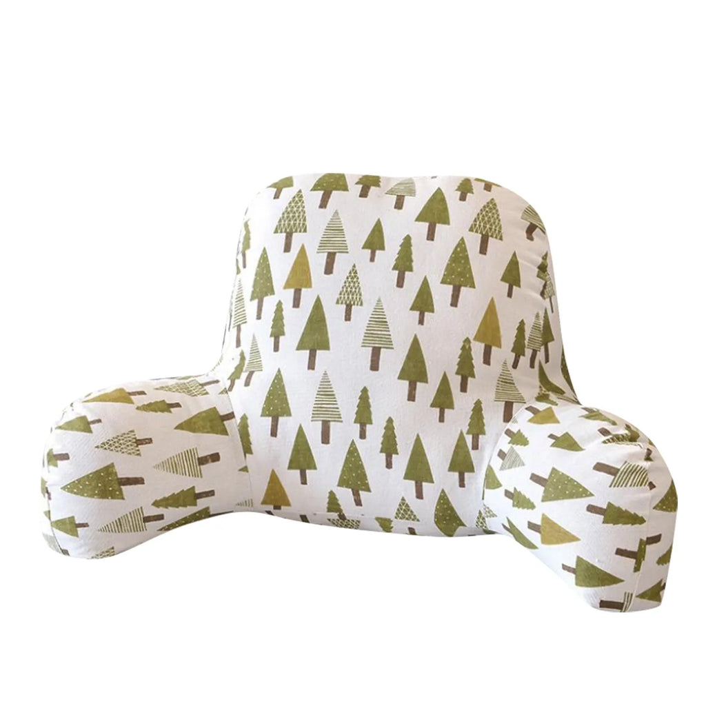 Print Pillow Back Cushion With Arm for Reading Rest Waist Support Office Chair Car Seat Sofa Rest Lumbar Cushion Velvet Backrest Qme