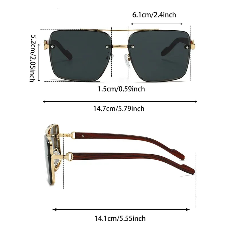 Fashion Retro Square Metal Shades Women's Original Brand Design Driving Sunglasses New Double Bridge Pilot Sun Glasses Qme