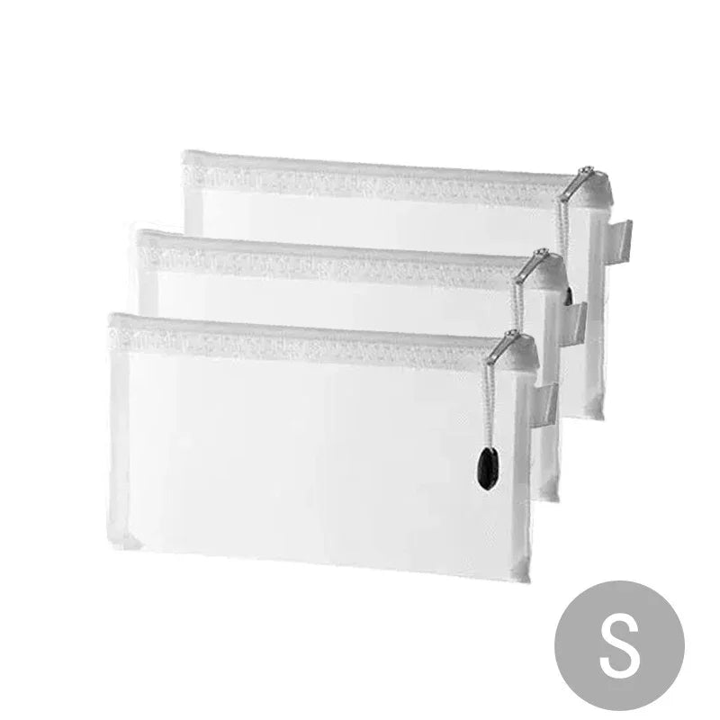 Mesh Zipper File Bag Toy Storage Bag Building Block Puzzle Sub-package Bag Children Zipper Transparent Finishing Storage Box Qme S 3PCS