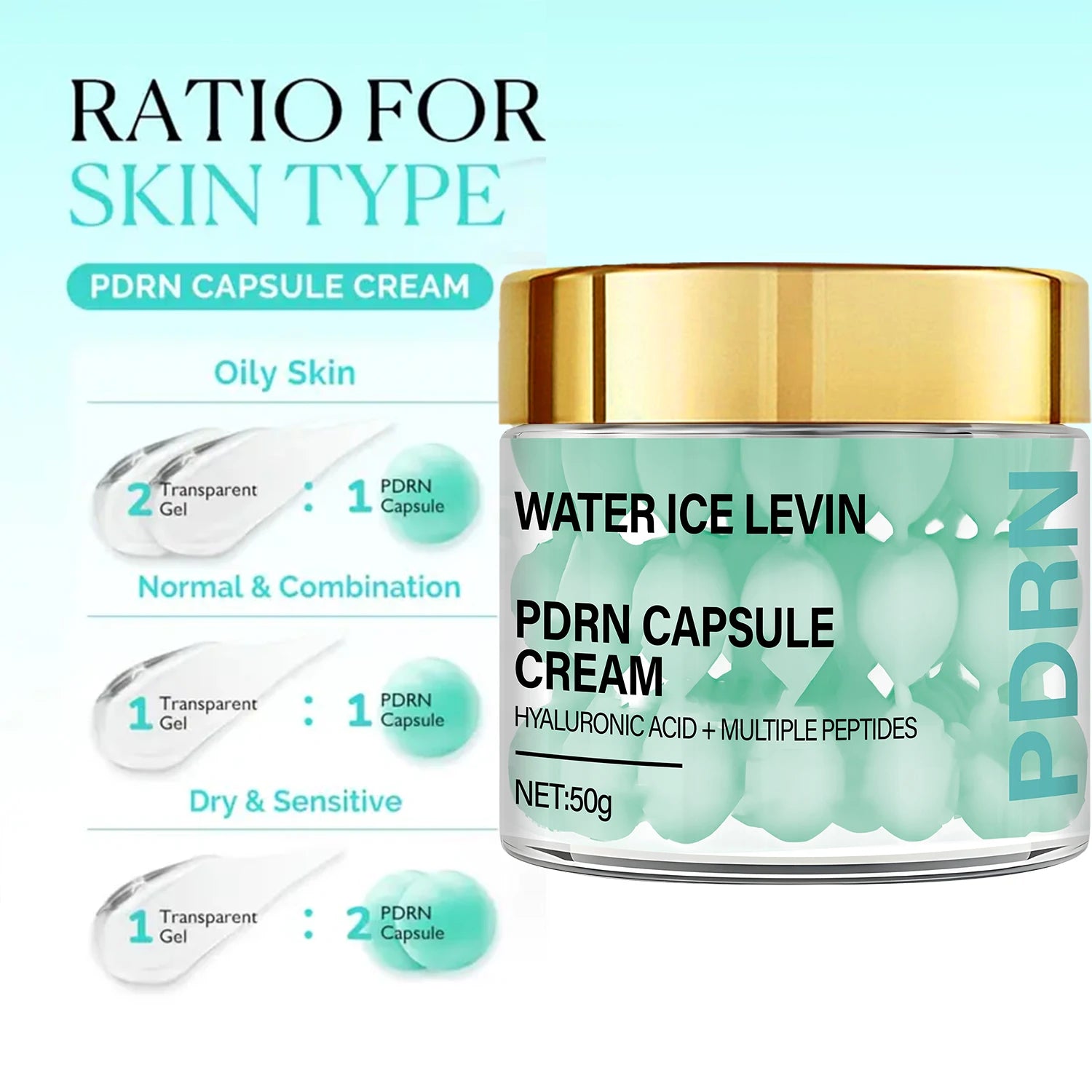 Regenerative PDRN Capsule Cream with Hyaluronic Acid & Peptides for Anti-Aging, Firming & Brightening. Qme