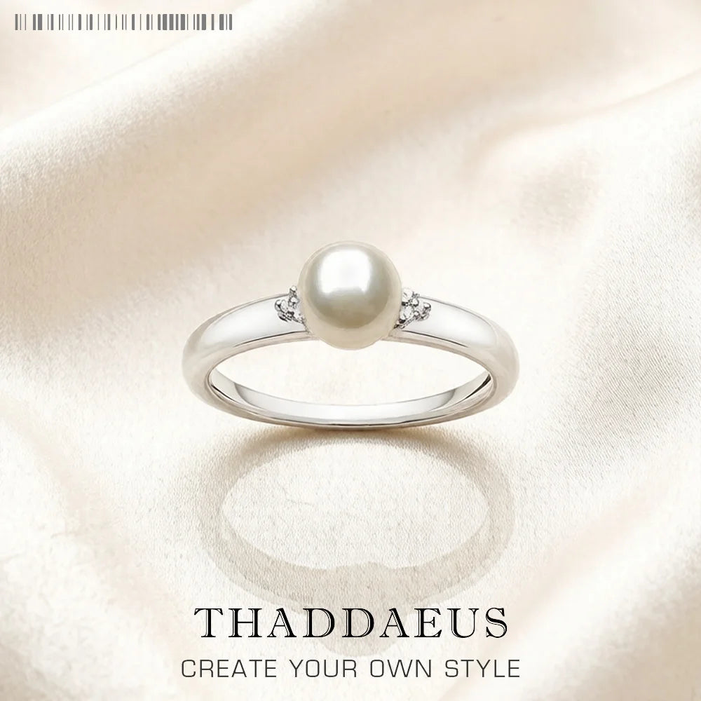 Pearl And Zircon Ring Europe Style Brand New Glam Fine Jewerly For Women Spring 925 Sterling Silver Trendy Gift Qme 9