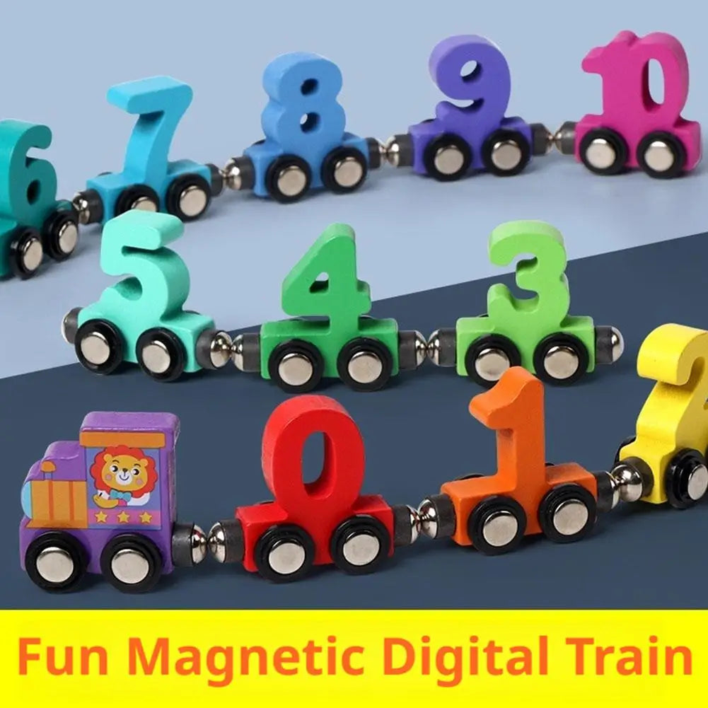 Wooden Number Digital Magnetic Train Toys Colorful Building Blocks Educational Hand-eye Coordination Magnetic Digital Train NEW Qme