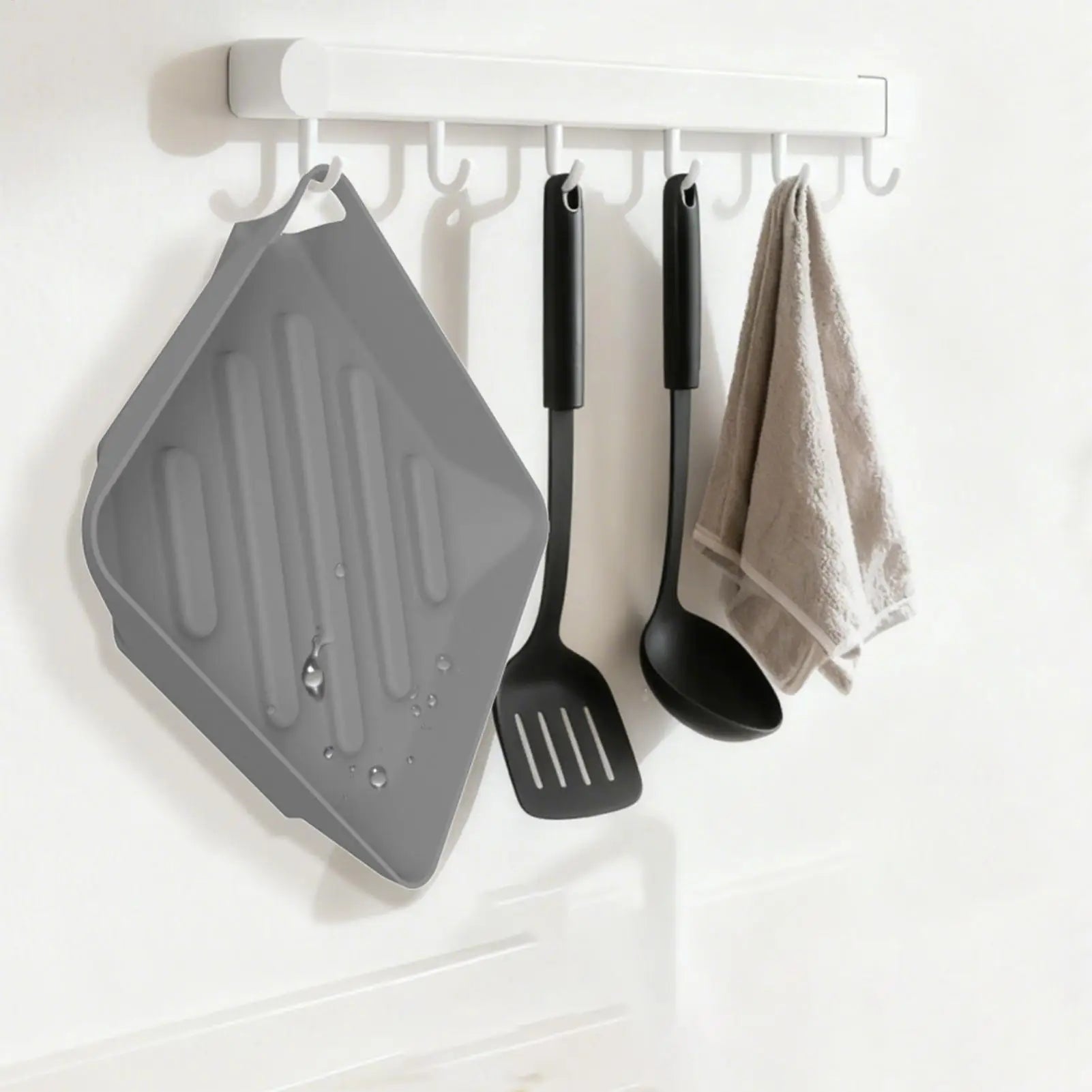 Dish Drying Mat Silicone Storage Organizer Non-Slip Drain Pad With Spout For Counter Bathroom Sink Side Utility Room Apartment Qme