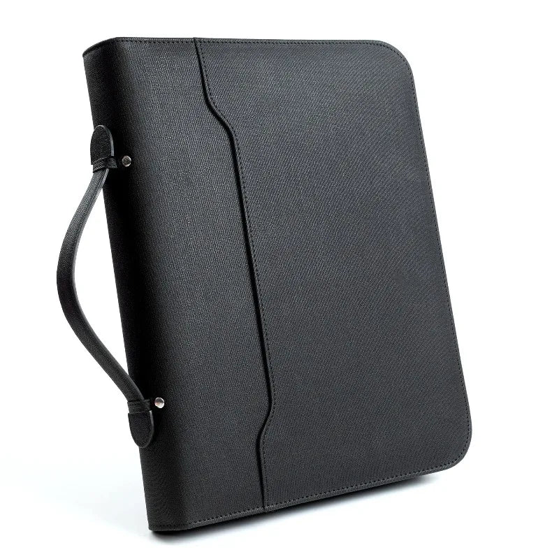 Zipper Binder Laptop Sleeve PU Leather Multi-function Organizer Qme