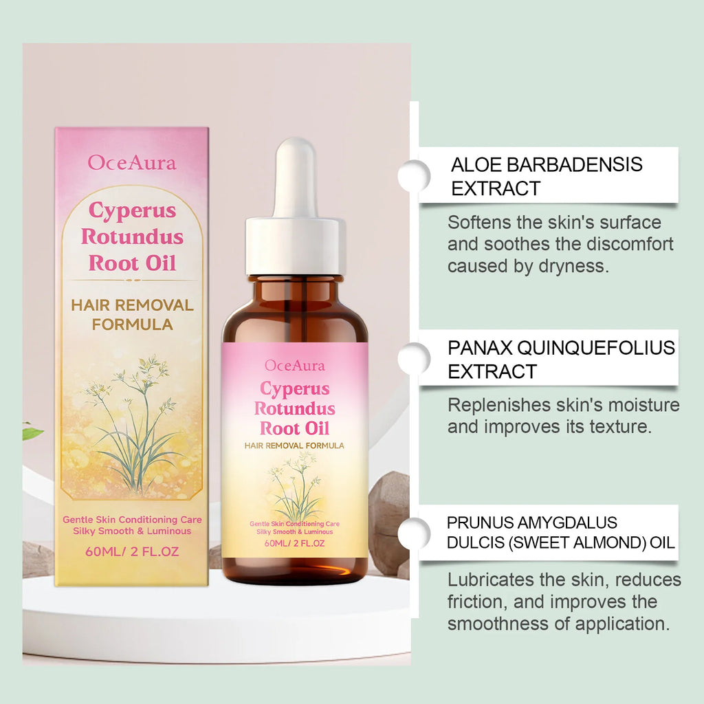 Cyperus Rotundus Root Oil for Hair Removal Smoothing Nourishing Body Skin Care Essential Oil Soothing Skin for Body Legs Arms Qme