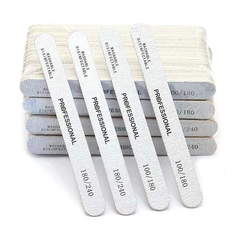 10-100PCS Wooden Nail File Professional Sanding Buffer Files 100/180/240 Double Side For Manicure Pedicure UV Gel Tips Tools Qme