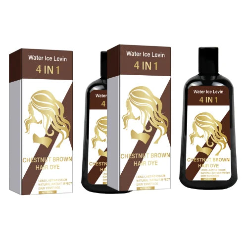 4-in-1 Chestnut Brown Hair Dye Shampoo for Long-Lasting Color & Natural Instant Gray Coverage, Ginger & Ginseng Enriched. Qme Moisturizing