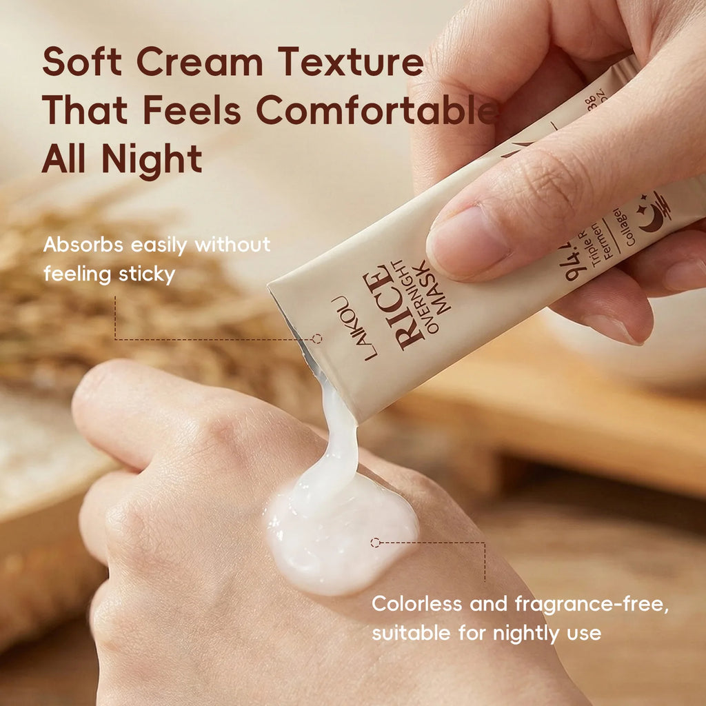 Rice Raw Pulp Whitening Sleep Mask Dark Spots Remover Fade Melanin Reduce Fine Lines Brighten Essence Korean Beauty Skin Care Qme