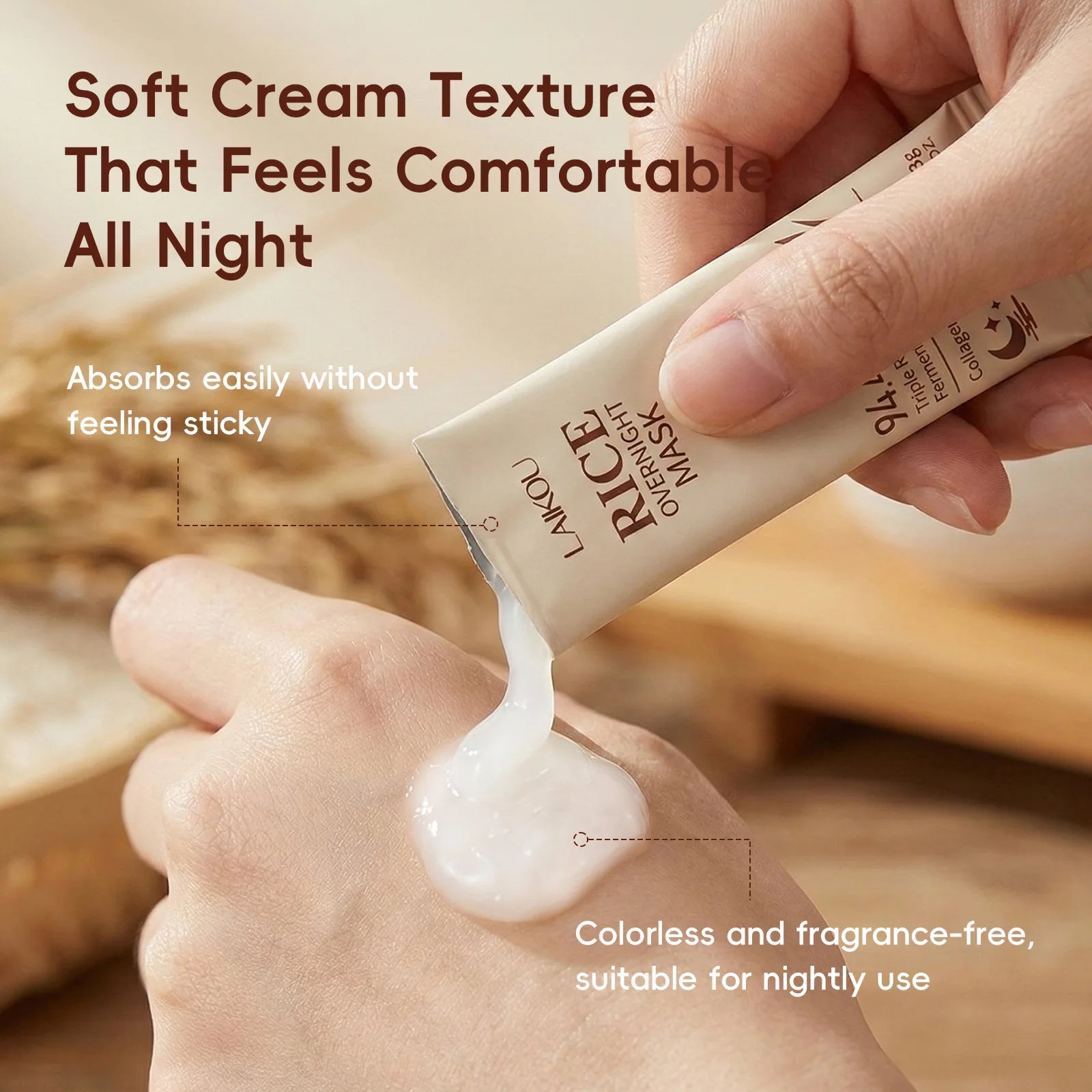 Rice Raw Pulp Whitening Sleep Mask Dark Spots Remover Fade Melanin Reduce Fine Lines Brighten Essence Korean Beauty Skin Care Qme