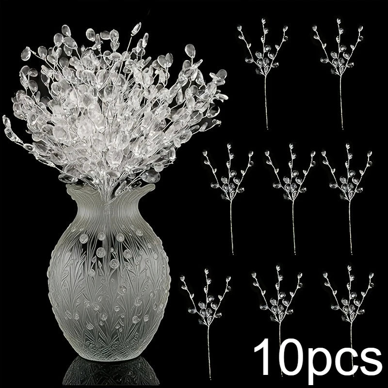 Artificial White Plastic Flower Hanging Ice Vine,Christmas Tree Decor,Wedding Prop,DIY Transparent Drop Hanging Ornament Qme 10pcs