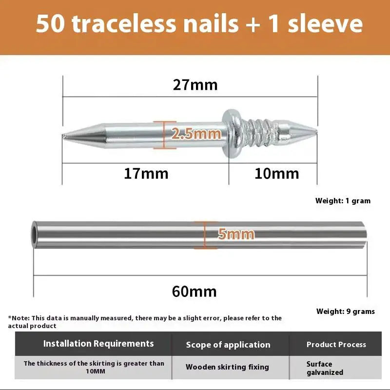 50/100pcs Double Head Nails Seamless Nails Skirting Thread Seamless Nail Without Marks Metal Rust-Proof Nails Wood No Trace Qme
