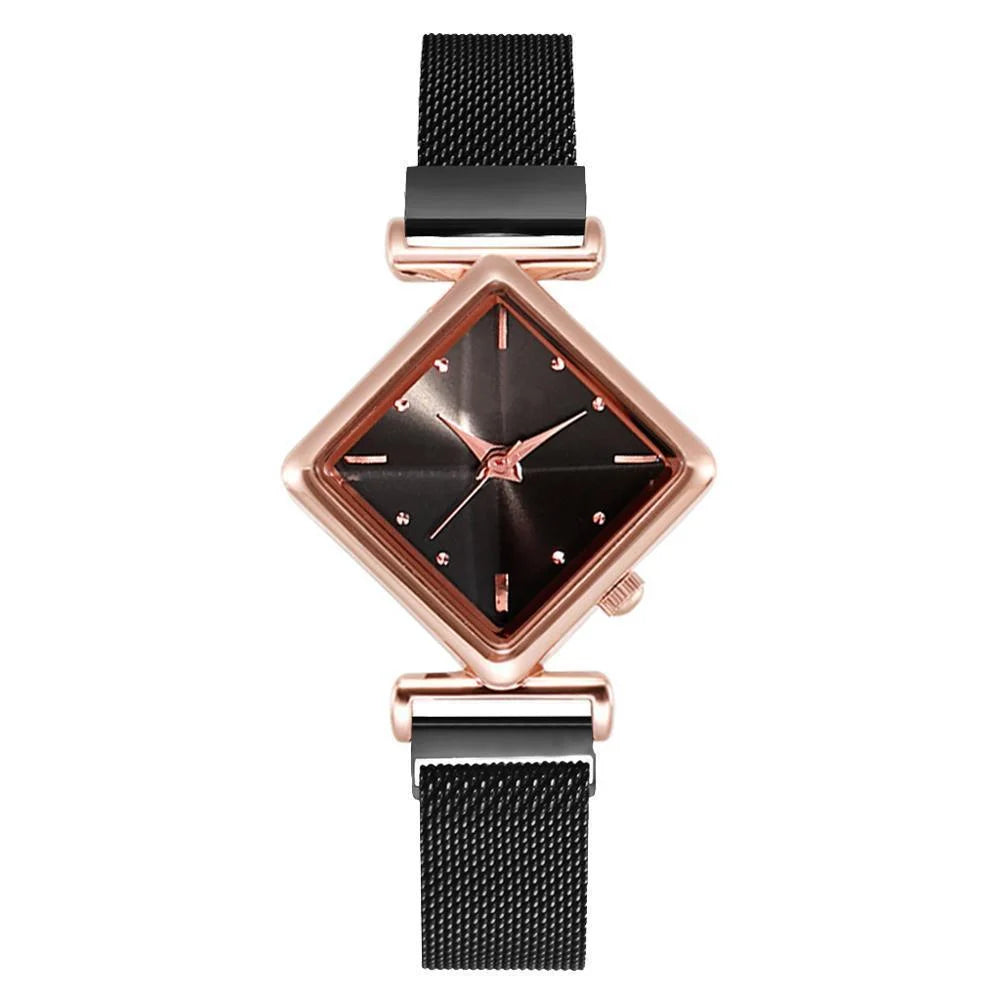 Ladies' Simple Fashionable Personalized Diamond Shaped Magnet Watch Qme