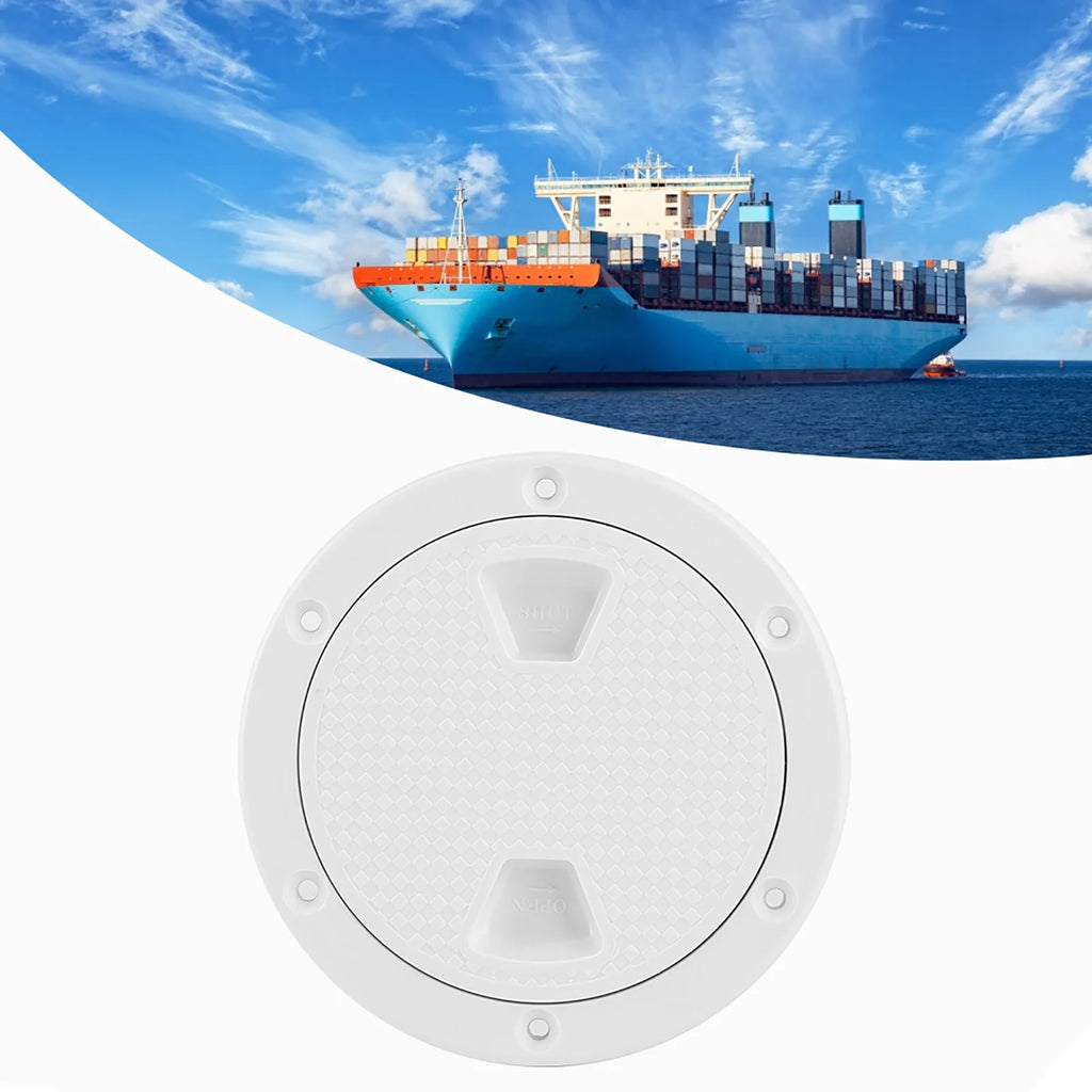 Plastic Hatch Cover 4in ABS Deck Plate Round White Anti-UV Corrosion Resistant Screw Out Boat Inspection Hatch Cover Deck Plate Qme