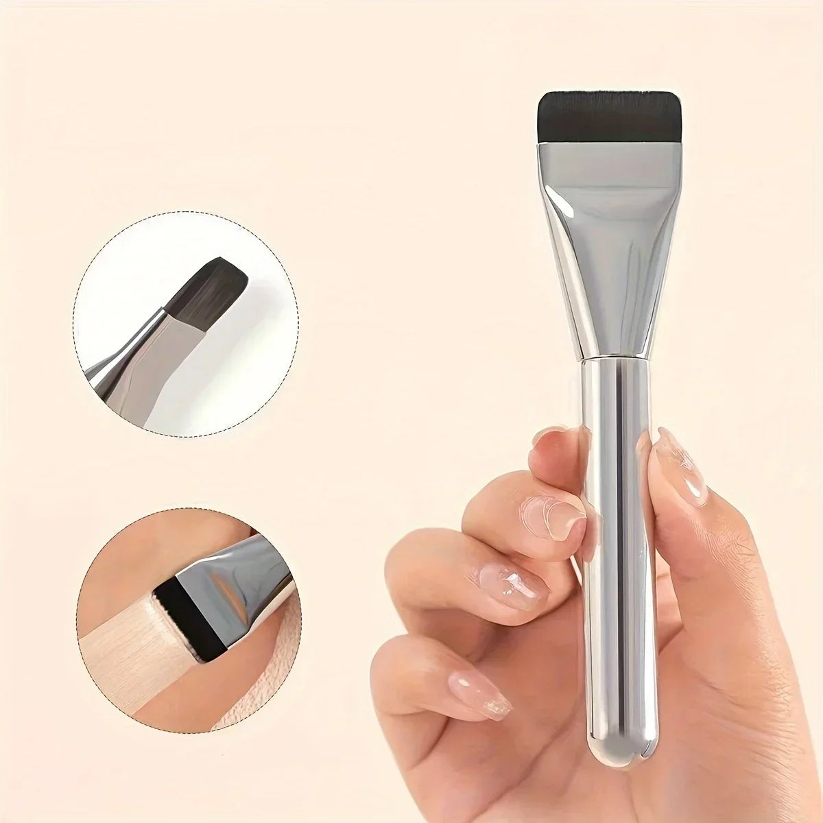 5pcs Flat Foundation Brush,Korean Makeup Brush Spatula Facial Brush for Liquid Foundation,Premium Face Makeup Brush Qme