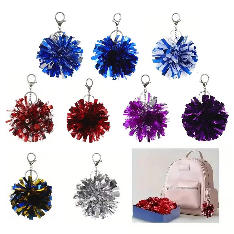 Colorful Cheer Pom Keychains Cheerleader Cheerleading Keyring Charm Qme