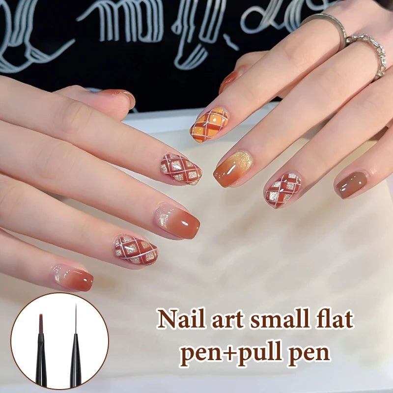 Nail Art Brush Checker Sandalwood Drawing Painting Long Line Tool Qme