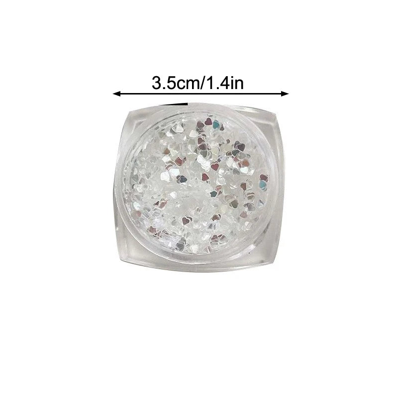 1Jar Mini Sparkling Love Nail Glitter Heart Decoration Salon Design Qme
