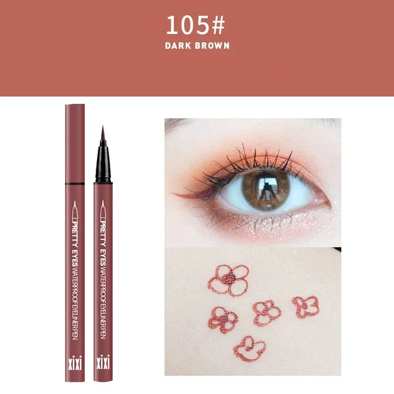 Waterproof Eyeliner Pencils Professional Fast Dry Smooth Eyes Brown Black Color Pigments Liquid Eye Liner Pen Make Up Tools Qme 105