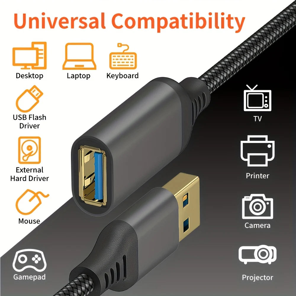 USB 3.0 Extension Cable Female To Male Extender Cord High Speed Transmission Data Cable for Computer Camera TV Cable 0.5/1/3/5m Qme