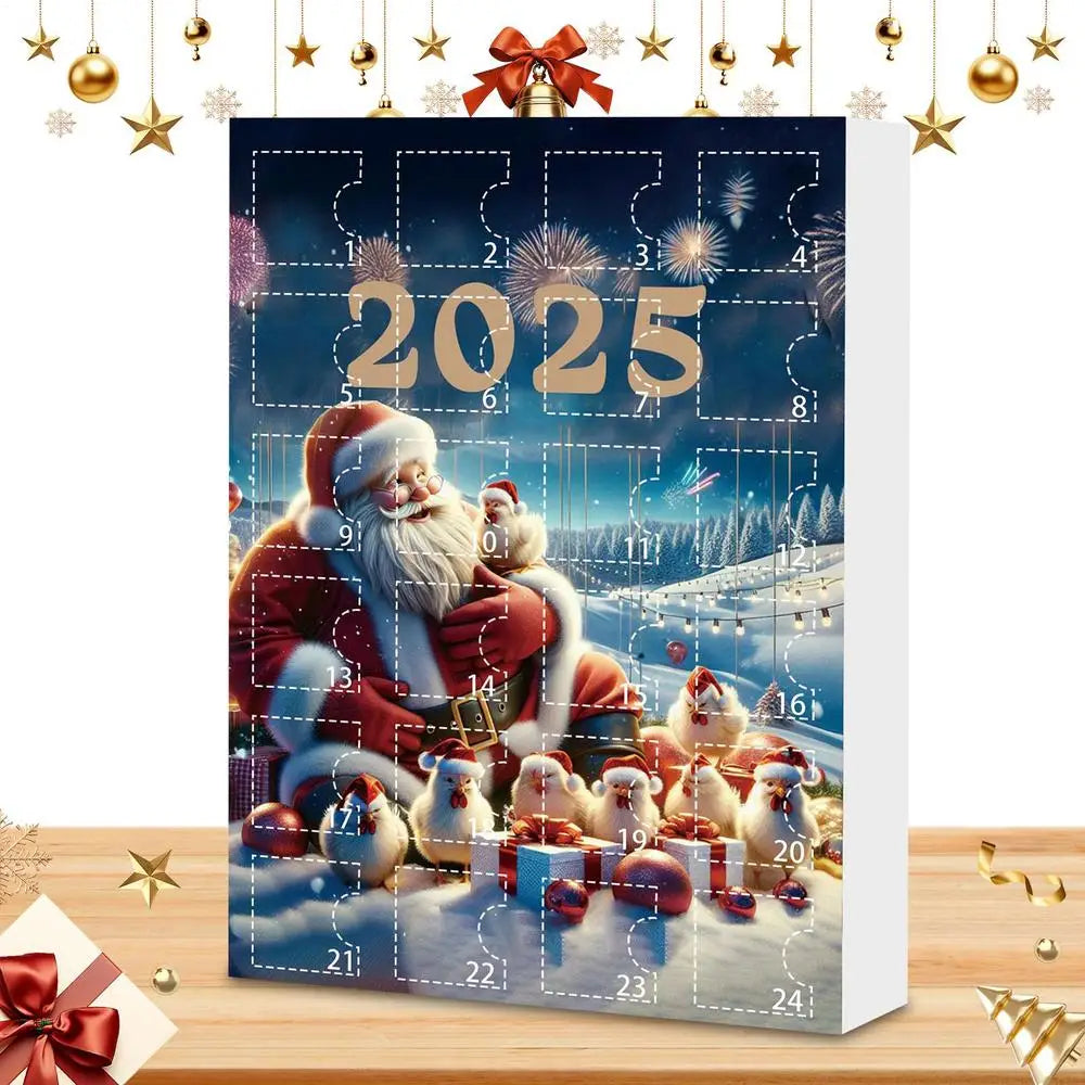 Advent Ornaments 24-Day Chicken Countdown Calendar 2025 2D Acrylic Qme C CN 24pcs