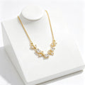Light Luxury Pink Green Rhinestone Tulip Leaf Vine Flower Necklace Temperament Clavicle Chain Fashion Party Jewelry for Women Qme White 45cm
