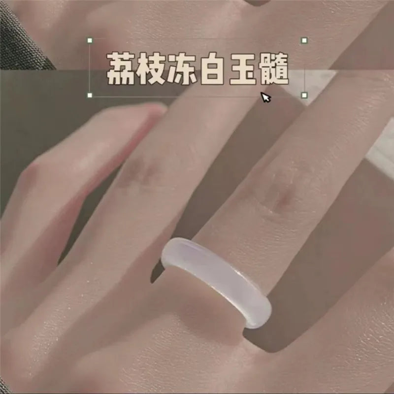 2026 Fashion New Cute Chinese Style Sweet Natural Glass Ring Ancient Texture Court Fashion Couple Ring Popular Trend Jewelry Qme 1 piece 3