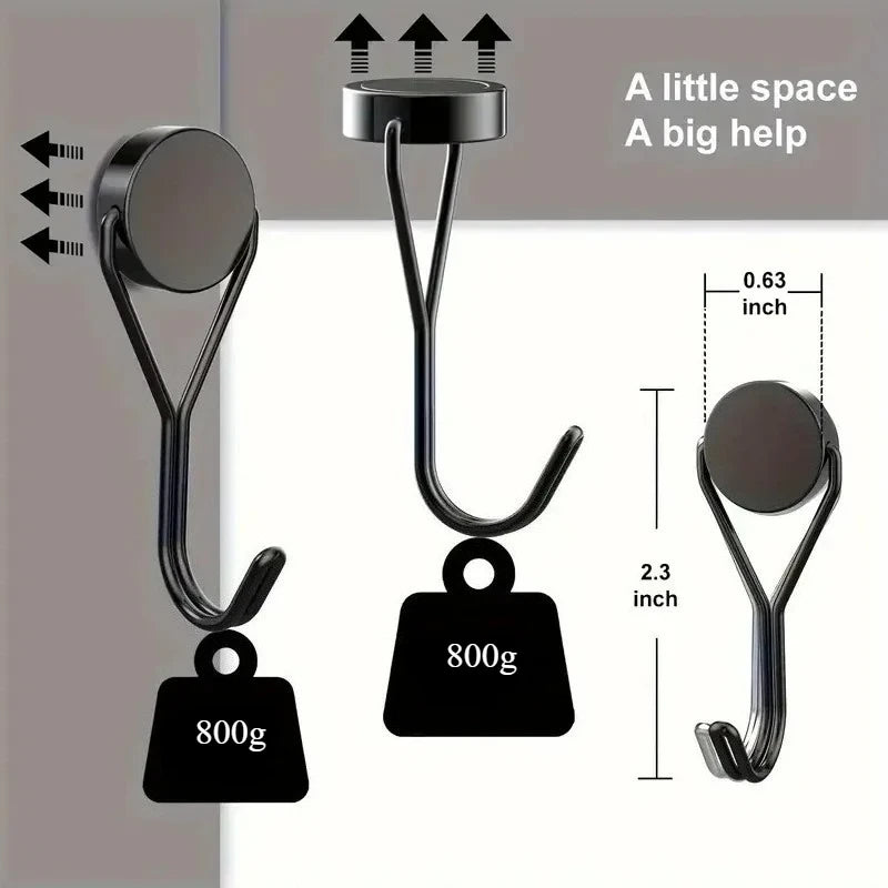 4Pcs kitchen Versatile Heavy-Duty Magnetic Hooks - 26Lbs Swivel Neodymium Magnets - Multipurpose Hanging Solutions for Home Qme