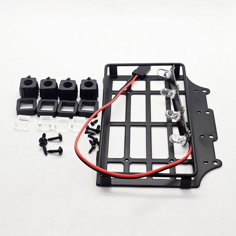 MN82 Metal Luggage Carrier Roof Rack LED Light RC Model Car Upgrade Qme A2