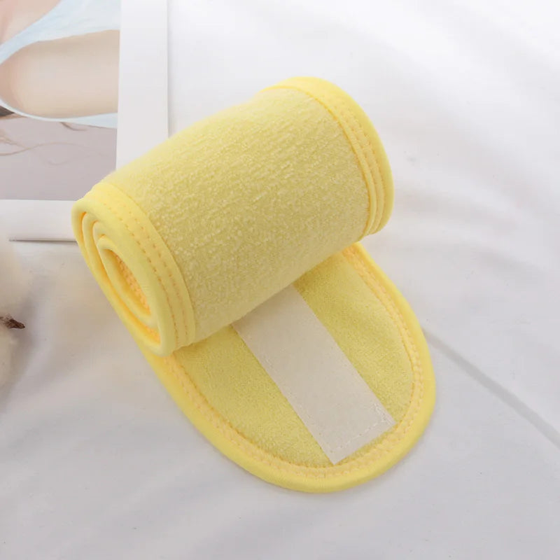 Women Soft Toweling Hair Accessories Girls Yoga Headbands for Face Washing Bath Makeup Hair Band Adjustable SPA Facial Headband Qme YELLOW One Size