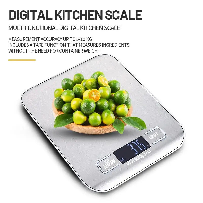 Digital Kitchen Scale LED Display Stainless Steel Panel Electronic Qme
