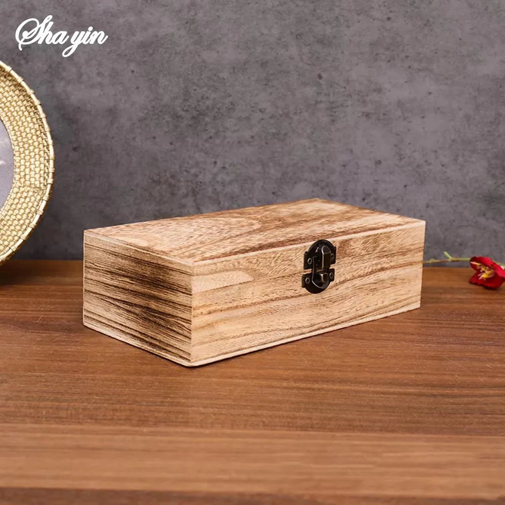 Wooden Gift Box Rectangular Wooden Box - Colored Storage Box Wooden Gift Packaging Box Organizer Box Qme 1pc