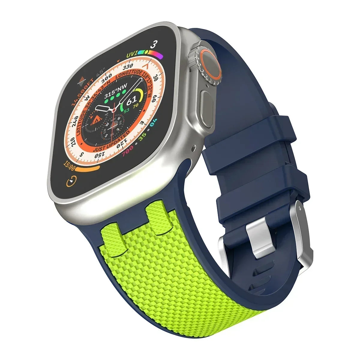 Carbon Fiber Strap for Apple Watch Ultra 2 49mm Silicone Band 45mm 44mm 42mm Men Sport Bracelet For iWatch Series 9 8 7 6 4 5 se Qme Blue Lime for Apple Watch 42mm
